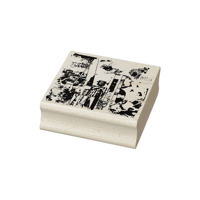 ART COLLAGE black & white + your ideas Rubber Stamp (Stamp)