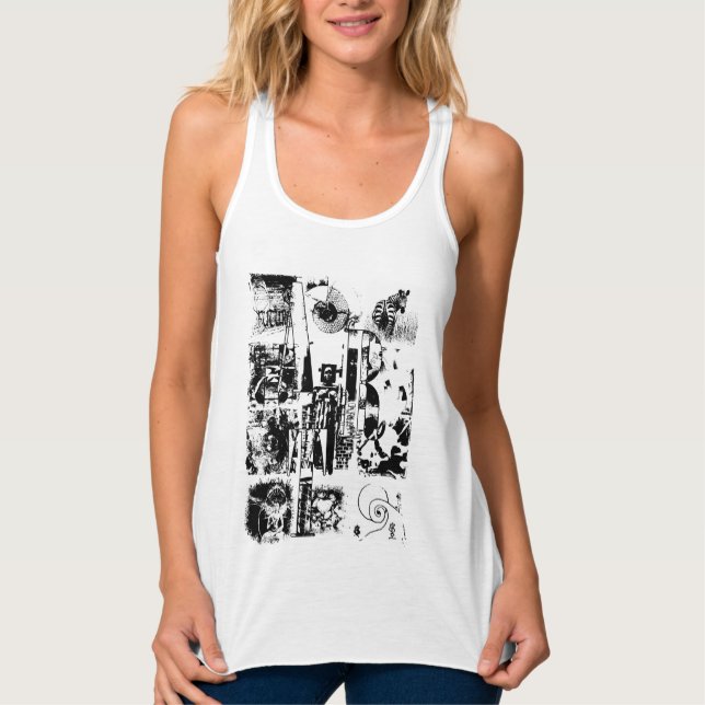ART COLLAGE black & white + your ideas Singlet (Front)