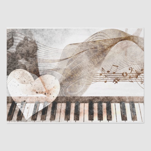 Art Collage Music Piano 30 Decoupage Tissue Paper (Front)
