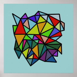 art colourful geometric triangles poster