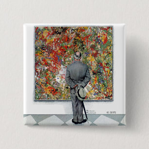 Art Connoisseur by Norman Rockwell 15 Cm Square Badge