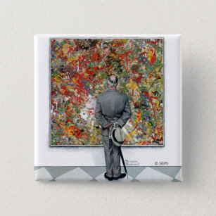 Art Connoisseur by Norman Rockwell 15 Cm Square Badge