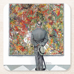 Art Connoisseur by Norman Rockwell Square Paper Coaster