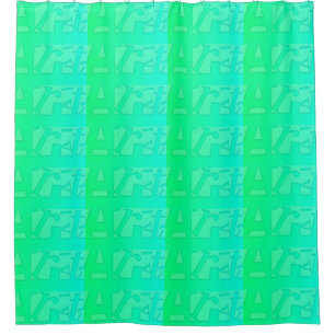 Art Contemporary Typography Green colour Shower Curtain