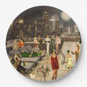 Art Decco Skyline Paper Plate