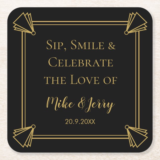 Art Deco 1920 style personalised coaster (Front)