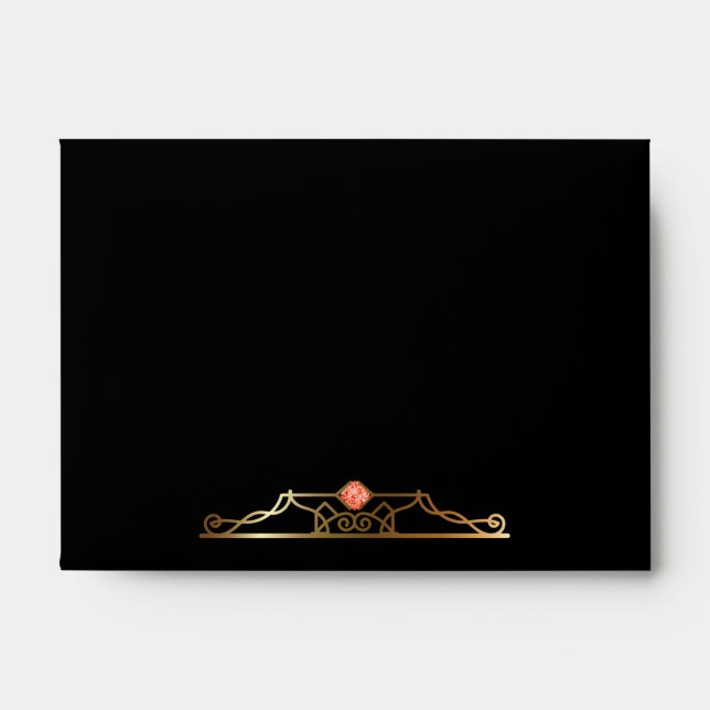Art Deco 1920's Black & Tangerine Envelope (Front)