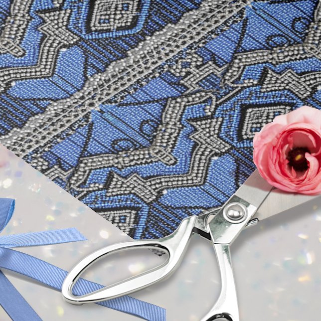 Art Deco 1920s Blue Silver Beaded Dress Decoupage Tissue Paper (Creator Uploaded)