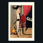 Art Deco 1920s Flapper Girl Poster<br><div class="desc">Taken from Jugend Magazine, c1924 - artist H.O.Binder. Vintage retro art deco scene from the 1920s Roaring Twenties Jazz Age. A startled flapper girl fashionably dressed, standing by red drapes and chair, spins her head in the direction of a masked figure, as her box of masks cascades to the floor!...</div>