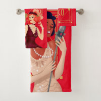 Art Deco 1920s Glam Ladies Gold Red