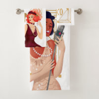 Art Deco 1920s Glam Ladies Gold White