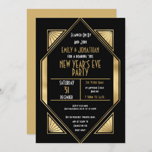 Art Deco 1920s Gold Black New Years Eve Party Invitation