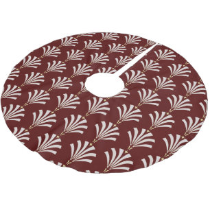 Art Deco 1920s Palmettos in Cranberry & White Brushed Polyester Tree Skirt