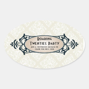 Art Deco 1920s Party Oval Sticker