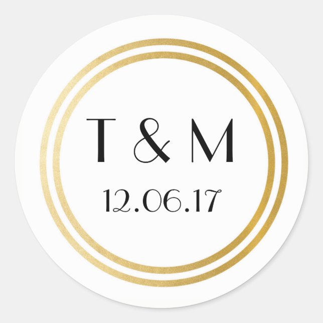 Art Deco 1920s Stickers White Gold Round Label (Front)