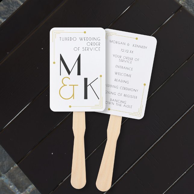 Art Deco 1920s Wedding Order of Service Hand Fan (Art Deco 1920s Wedding Order of Service Hand Fans. Just add your details)