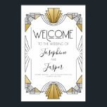 Art Deco 1920s White and Gold Welcome Sign<br><div class="desc">Art Deco 1920s Roaring 20s Birthday Wedding Baby Shower Bridal Shower Anniversary Corporate Holiday White and Gold Wecome Sign</div>