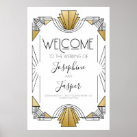 Art Deco 1920s White and Gold Welcome Sign
