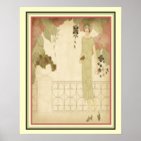 Art Deco 1922 Fashion Illustration 16x20