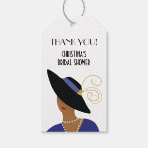 Art Deco 1930s Woman in Black Hat Bridal Shower Gift Tags