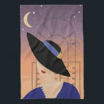 Art Deco 1930s Woman in Hat with Chrysler Building Tea Towel<br><div class="desc">Kitchen towel with 1930s style print of a woman in front of New York's Chrysler Building.</div>