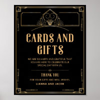 Art Deco 20s Cards and Gifts Black Gold Wedding