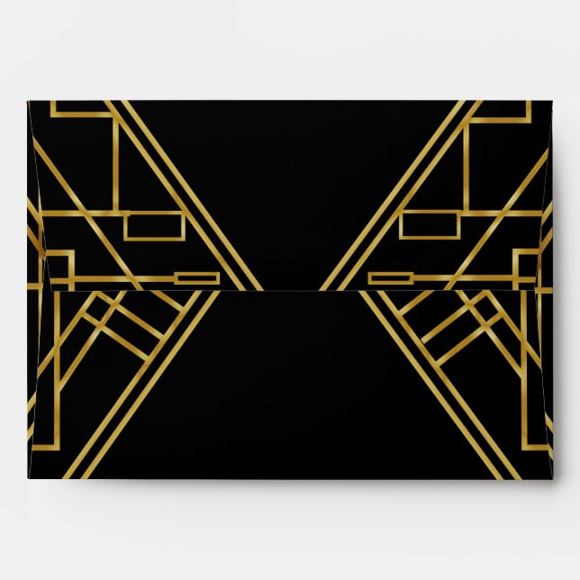 Art Deco 20's Gold & Black Gatsby Card Envelopes (Back (Top Flap))