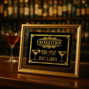 Art Deco 20's style "Cocktail Bar sign GOLD