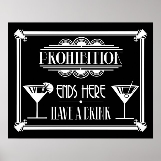 Art Deco 20's style "Cocktail Bar sign WHITE (Front)