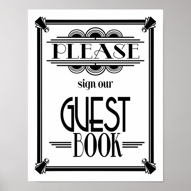 Art Deco 20's style "guest book" print (Front)