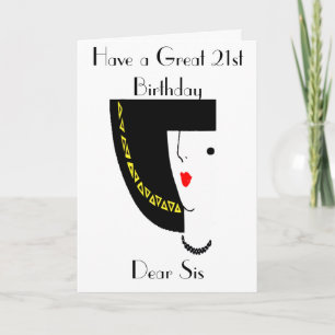 ART DECO 21ST BIRTHDAY GREETING CARD