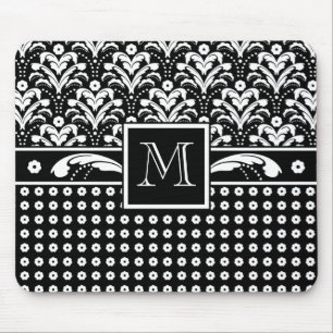 Art Deco 30s Formal Elegance Floral Damask Mouse Pad