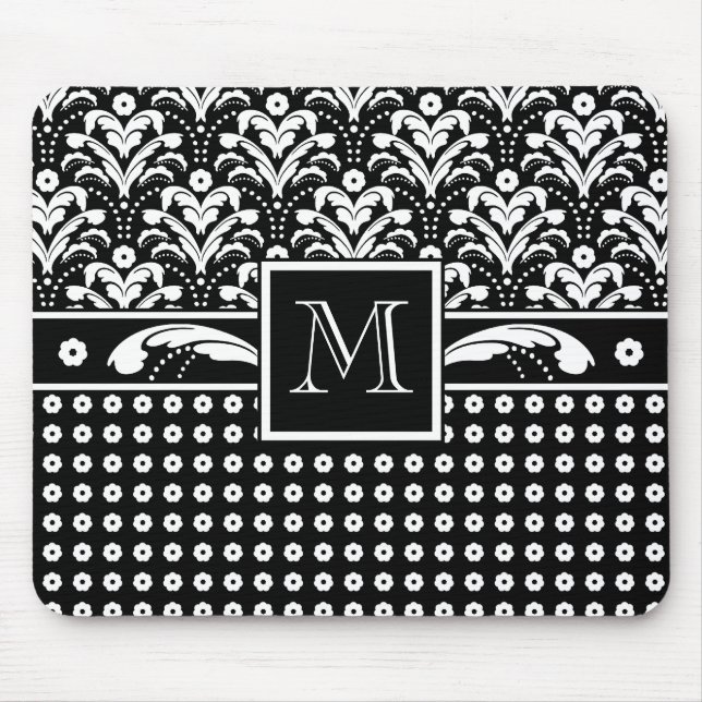 Art Deco 30s Formal Elegance Floral Damask Mouse Pad (Front)