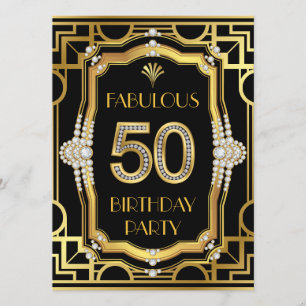 Art Deco 50th Birthday Party Invitation