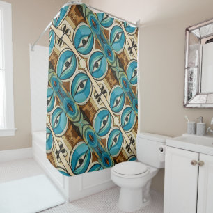 Art Deco Abstract Eyes pattern Shower Curtain