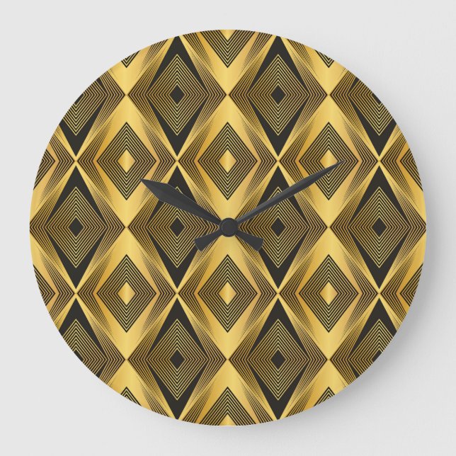 Art Deco: Abstract Geometric Background Large Clock (Front)