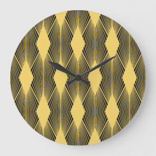 Art Deco Abstract Geometric Background Large Clock