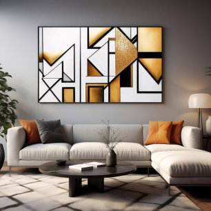 Art Deco Abstract Gold and Black Poster