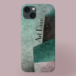 Art Deco Abstract in Emerald Green and Mauve 