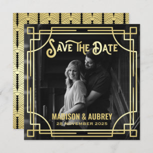 Art Deco Add Your Photo Elegant Gold Save the Date
