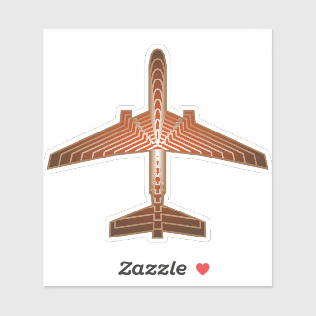 Art Deco Aeroplane, Bronze, Gold and Rust Brown (Sheet)