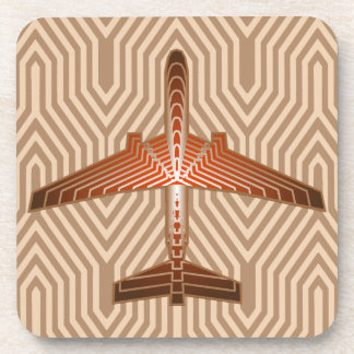 Art Deco Aeroplane, Bronze, Gold and Rust Brown Coaster