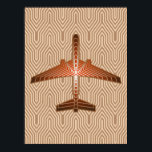 Art Deco Aeroplane, Bronze, Gold and Rust Brown Poster<br><div class="desc">Print in an Art Deco inspired concept of a futuristic plane,  in a striped,  silky gradient of bronze / rust brown,  accented with soft gold,  on a beige and tan,  Deco background</div>