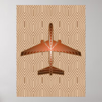 Art Deco Aeroplane, Bronze, Gold and Rust Brown