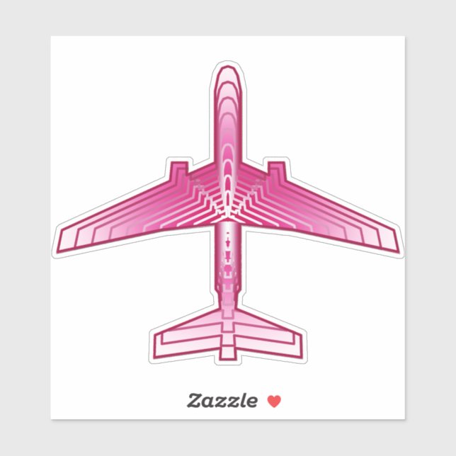 Art Deco Aeroplane, Fuchsia and Pastel Pink (Sheet)