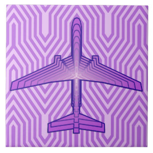Art Deco Aeroplane, Violet Purple and Lavender Tile