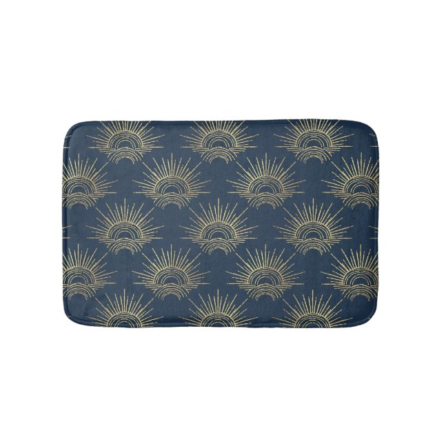 Art Deco Alabere | Midnight Blue Crown Arc Bath Mat (Front)