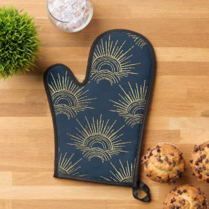 Art Deco Alabere Midnight Blue Crown Arc Oven Mitt
