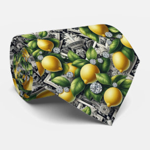 Art Deco Amalfi Lemon Black and White DIamonds Tie