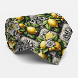 Art Deco Amalfi Lemon Black and White DIamonds  Tie